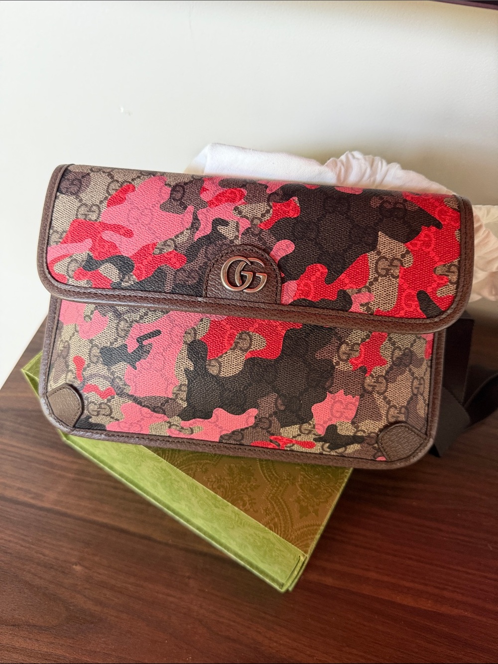 Gucci Brown & Pink Camo GG Crossbody Bag